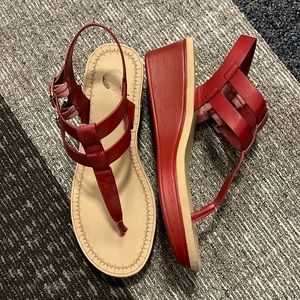 Red Platform Sandals Size 8